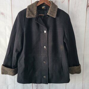 Vintage JoD 100% Black Wool Coat Made in USA Women’s M, Button Front Closure